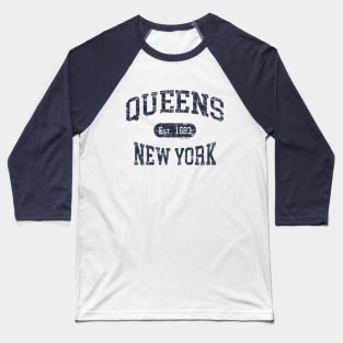 Queens NY Vintage Distressed Retro Print Baseball T-Shirt